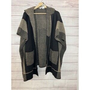 Cocogio Sweater  Cardigan Open Hoodie Women Black Wool Blend Made In Italy Wool